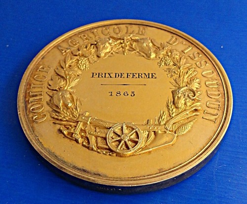 FRANCE medal award. COMICE AGRICOLE D'ISSOUDUN PRIX DE FERME 1865 Ø 47 mm 46 gr - Picture 6 of 12