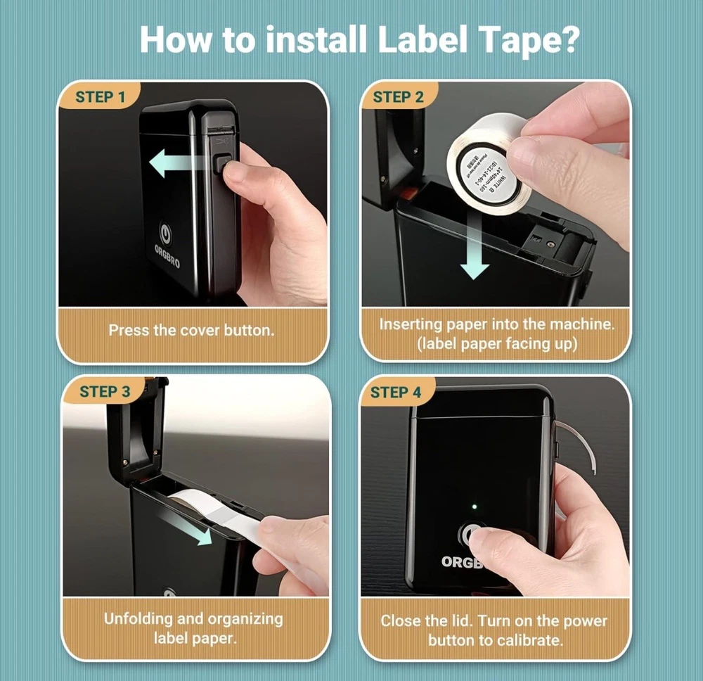 Label Maker Machine with Tape Portable Bluetooth Label Printer Wireless Built