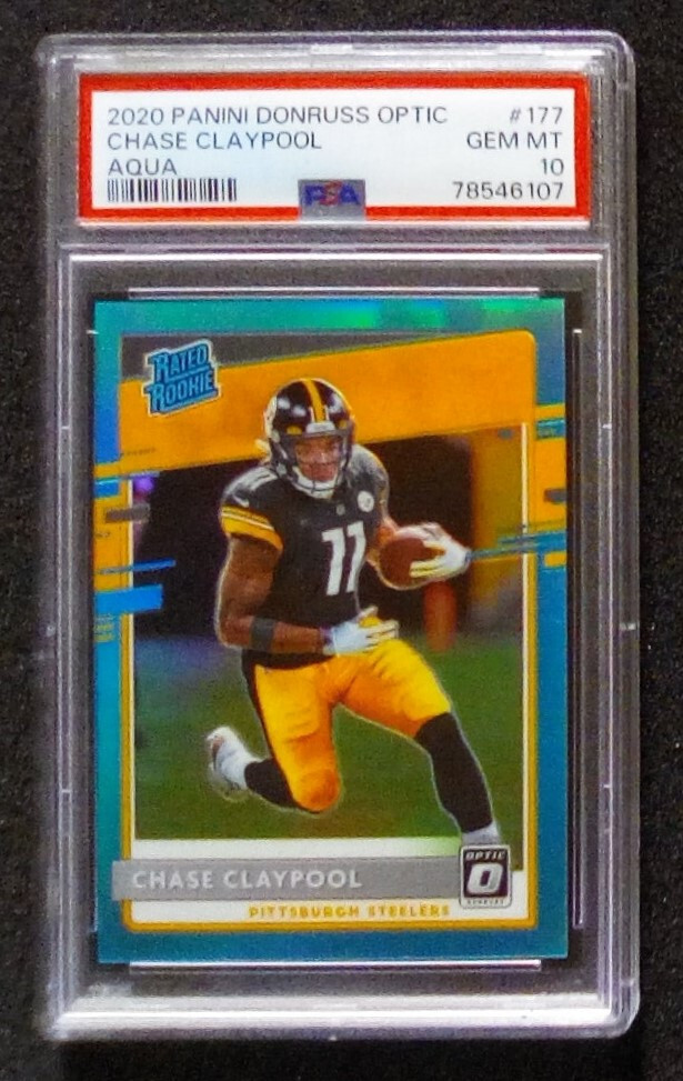 2020 DONRUSS OPTIC RATED ROOKIE AQUA CHASE CLAYPOOL RC 104/299 PSA 10 1/12!