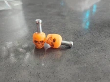 2 Skull bicycle brake cable end cap Orange Bmx Freestyle