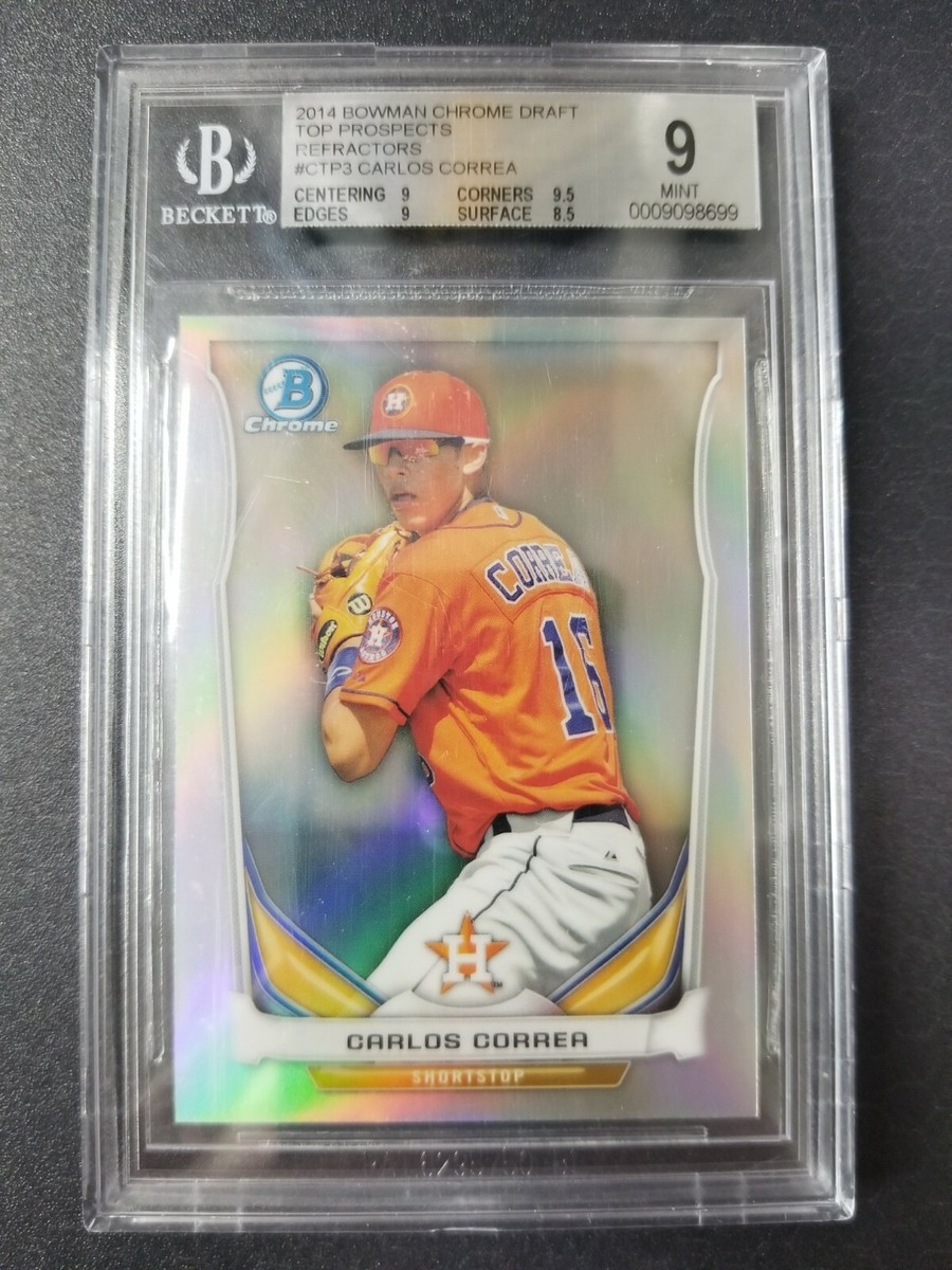 その他 CARLOS CORREA bowman refractor auto Carlos Correa 2014 BOWMAN CHROME DRAFT REFRACTOR #CTP3 BGS 9