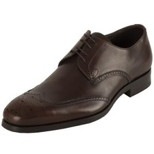 Prada Calzature Uomo Wingtip Brown Noce Shoes $600 - Size 7.5 - PLEASE READ
