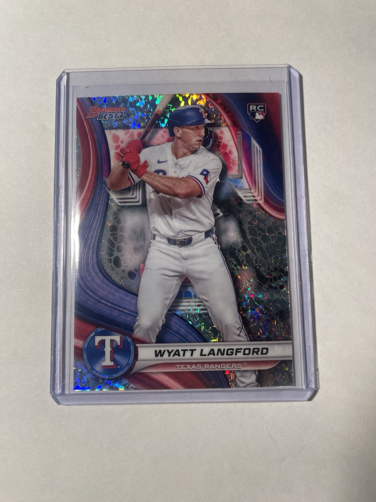 2024 Bowmans Best Wyatt Langford Mini Diamond RC /299 Rangers