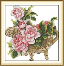 Happy Forever 11CT Stamped Cross Stitch, H651 Peony, Size 17''x18''