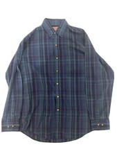 VTG Mens McGregor Button Down Light Flannel Shirt Blue Green Plaid Mens Size Med