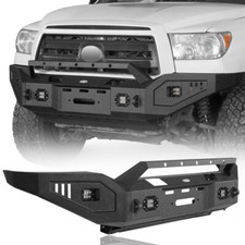 Front Bumper Fit 2007-2013 Toyota Tundra Powder Coat W Winch Plate Led Lights