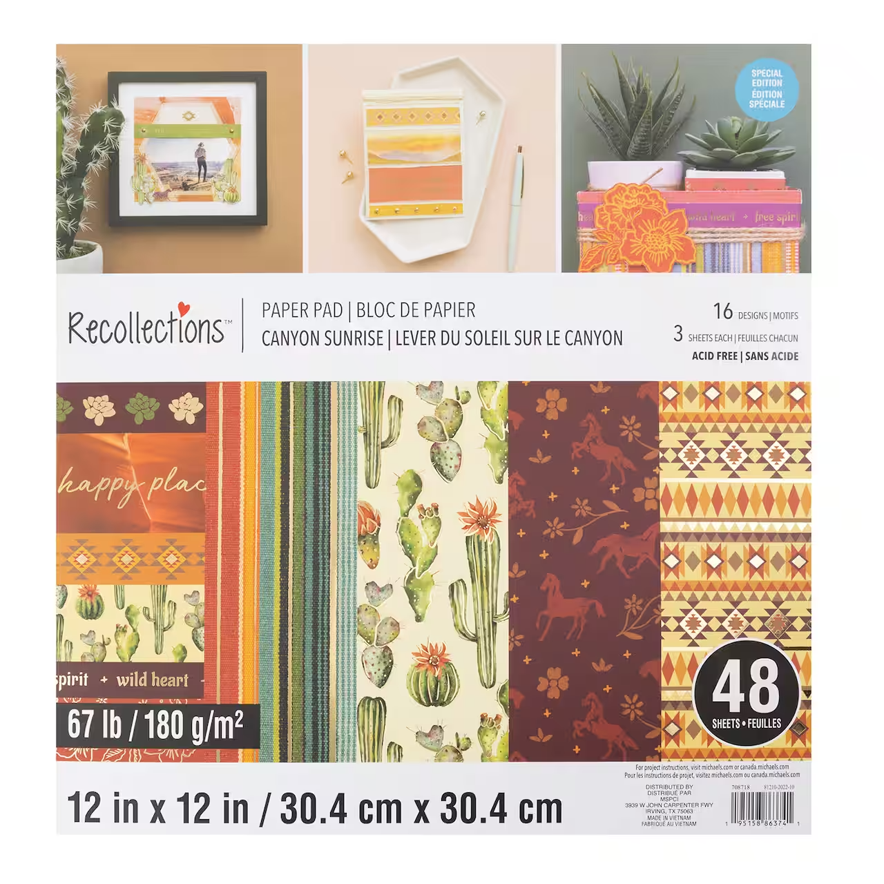 Recollections 12 x 12 Paper Pad 48 Sheets 16 Designs 3 Sheets Canyon