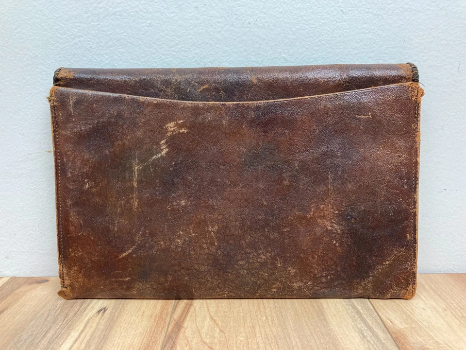 Maletín de cuero vintage cartera monedero? con incrustación de rosa/tulipán decoración antigua Foto 2 de 4