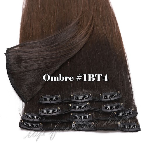 Clip in Human Hair Extensions Full Head 100% Real Remy Hair 24" 8PCS Long Ombre - Picture 93 of 103