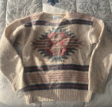 Vintage Deans Scotland Fair Isle 100 Shetland Wool Chunky Hand knit Sweater