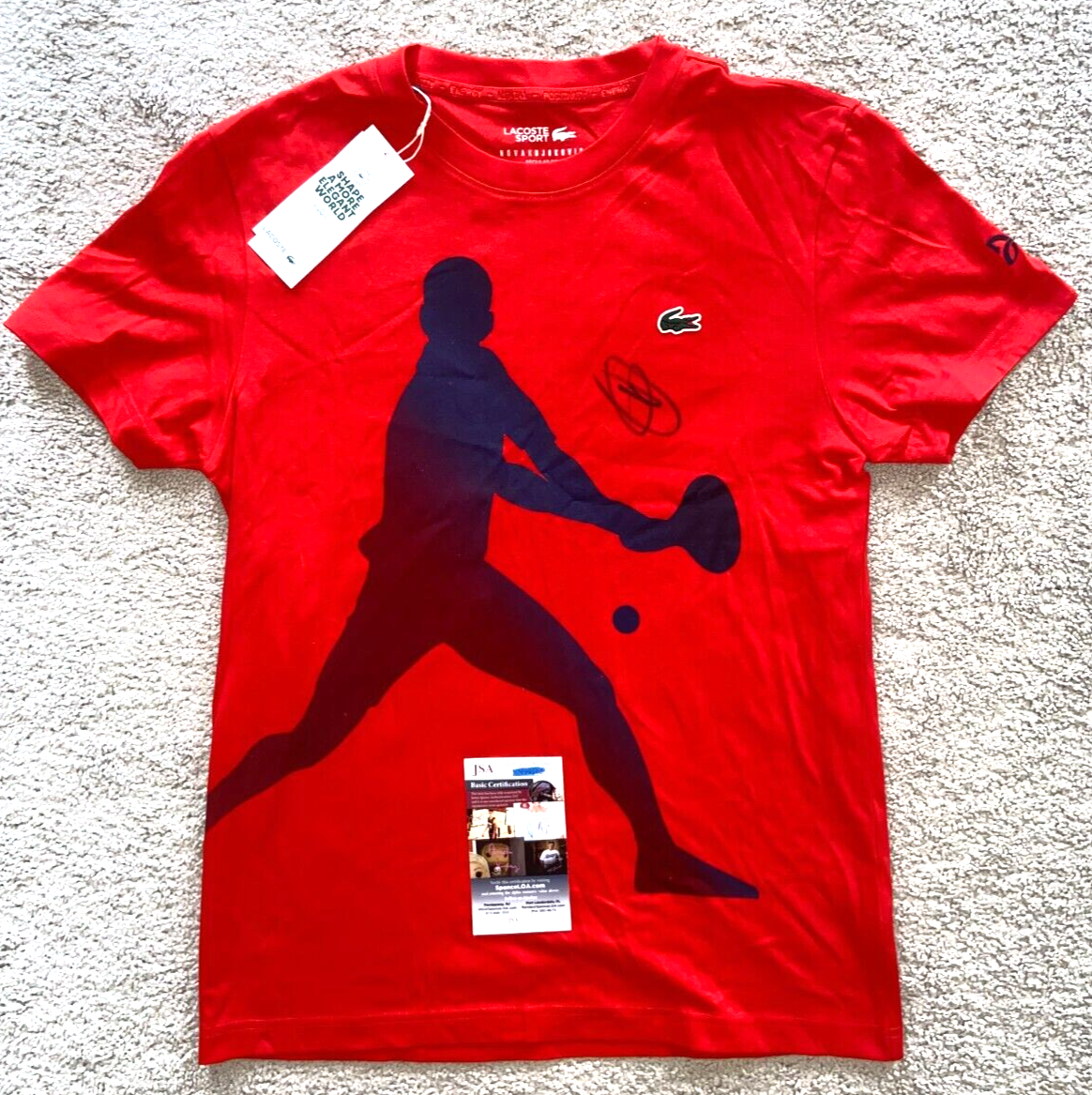 NOVAK DJOKOVIC SIGNED LACOSTE TENNIS SHIRT US FRENCH OPEN