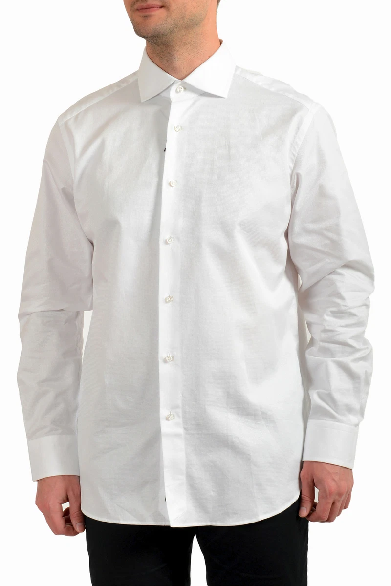 hugo boss white long sleeve shirt