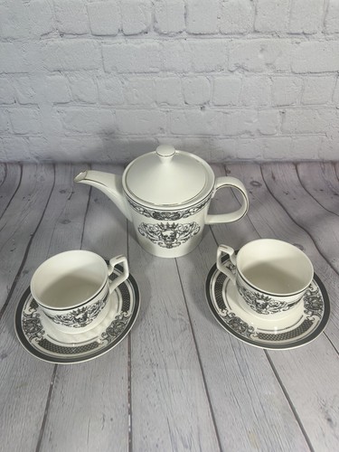 Grace Teaware Black & Gold Trim Gothic Skeleton Skull Teapot & Teacup Set - New! - Picture 3 of 8