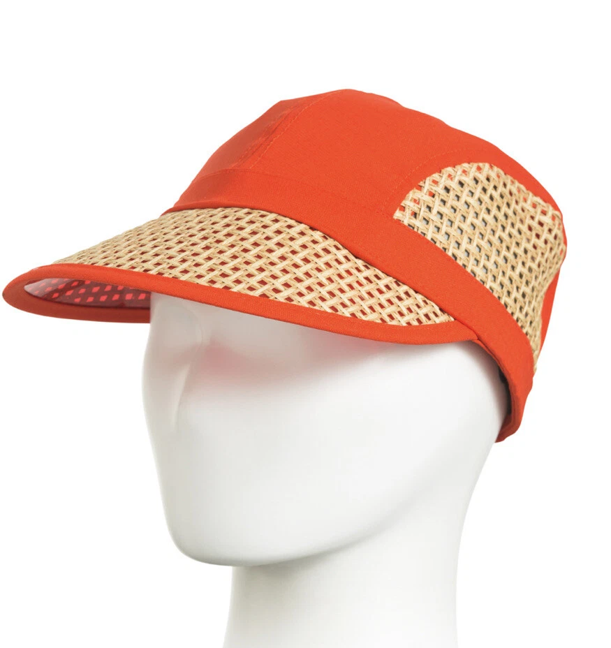 Rag & Bone Sun Hat Cap Mesh Beach Visor Red Orange Lightweight Packable New $125