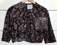 Zara Knit Metallic Sequin Bolero Crop Trophy Jacket Bronze Black Sz M BNWT