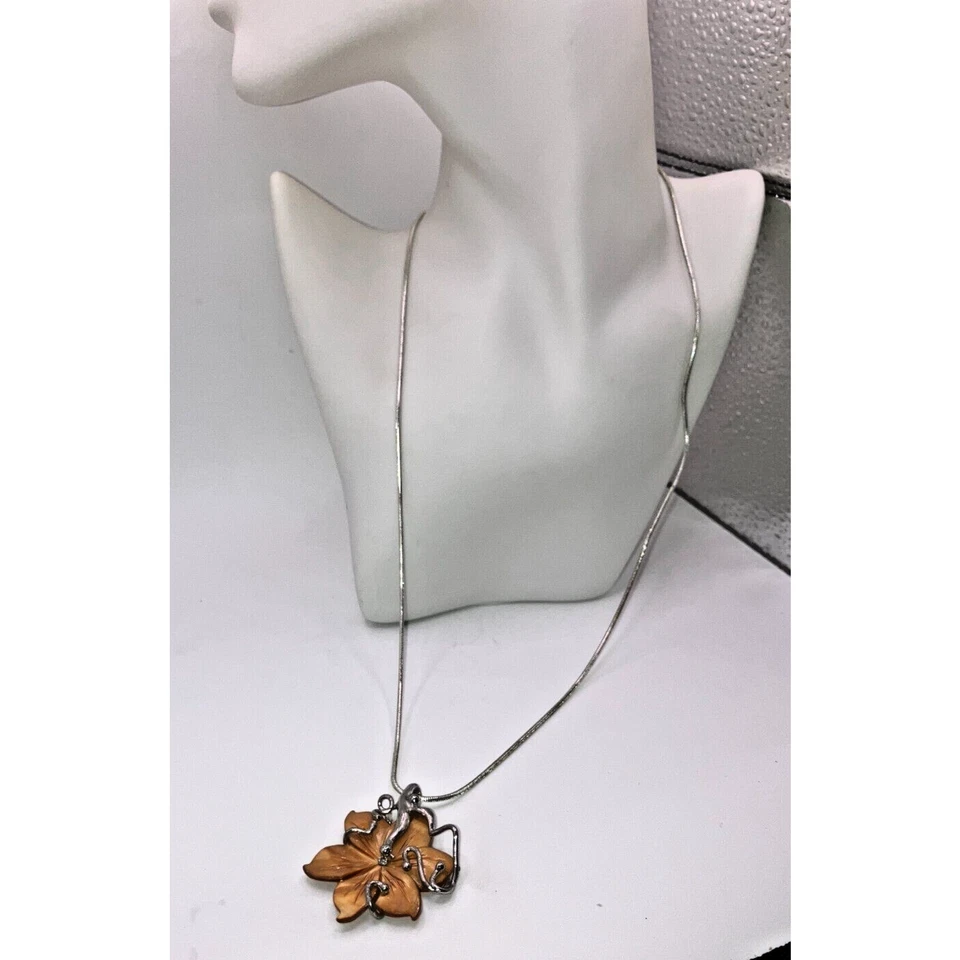 ¡Collar colgante modernista escultórico concha de mejillón/flor tallado otoño 24"! Foto 3 de 4