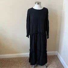 Alpha60 rayon oversized long sleeve black dress 26248