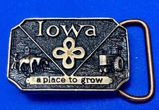 Iowa, A Place To Grow - Vintage 70'S Farming State Commemorative Belt Buckle