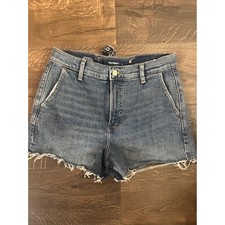 Old Navy Denim Shorts Sky-Hi A-Line Higher High-Rise Frayed Hem Size 8