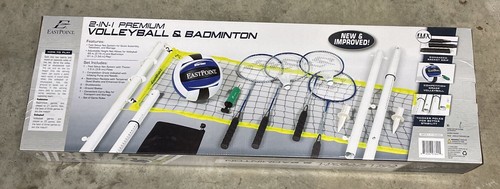 EastPoint 2-in-1 Premium Volleyball and Badminton Set, Adjustable Height Net Set - Picture 2 of 2