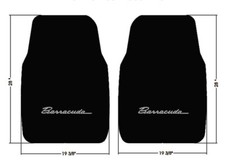 New 1967-74 Plymouth Barracuda Cuda Black Floor Mats W Silver Embroidered Logo