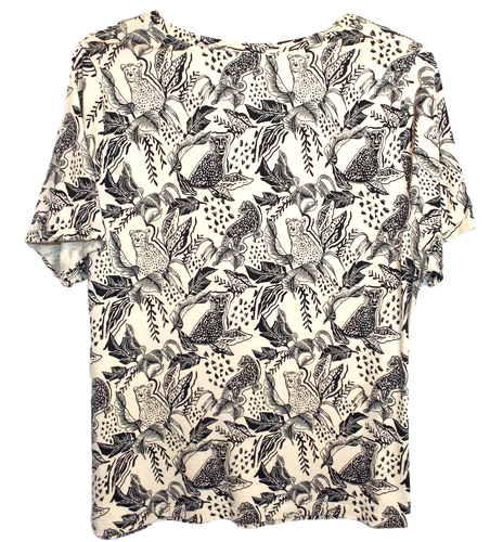 EXCELLENT NEW🌺CREAM & BLACK LEOPARD PRINT TOP ~ TUNIC🌺 SIZE 22 #1030* - Picture 3 of 3