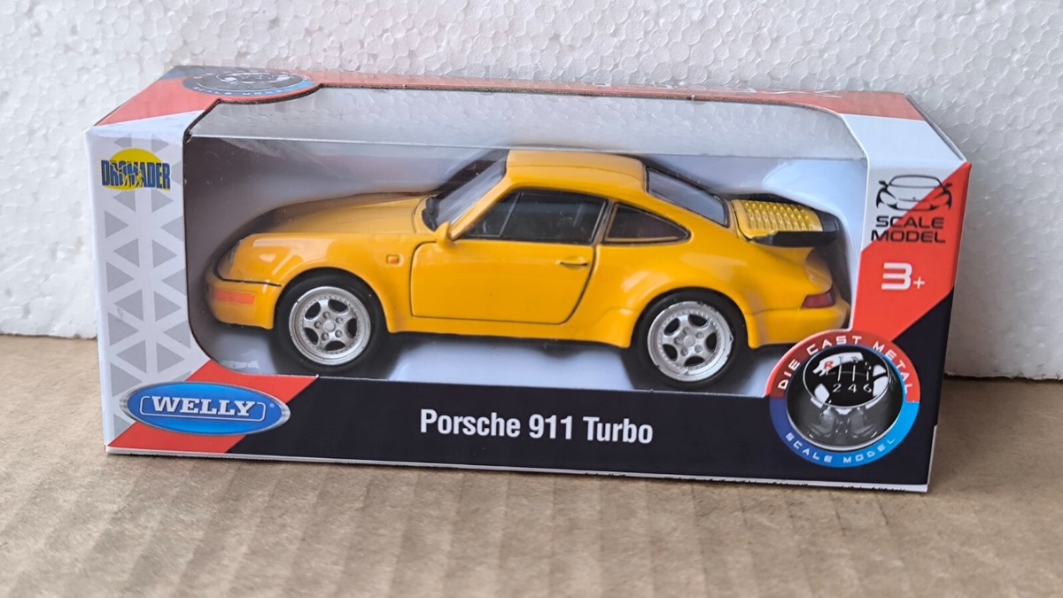 WELLY NEX DROMADER PORSCHE 911 TURBO YELLOW 1/34 1:34 MODEL