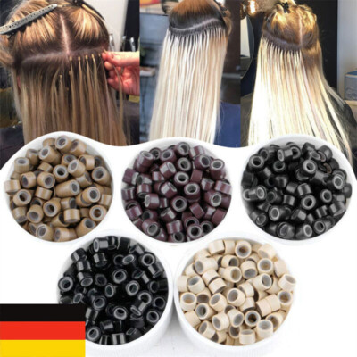 10-1000x Haarverlängerungen Silikon Micro Ringe Micro Loop Hair Beads Link Tip