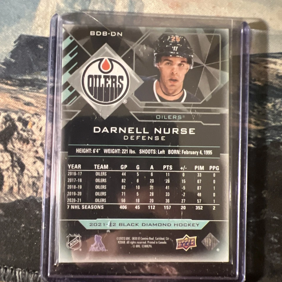2021-22 Black Diamond Darnell Nurse Pure Black /50 Edmonton Oilers - Image 2 of 3