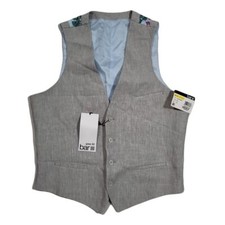 Bar III Slim-Fit Textured Linen Grey Suit Vest Mens Medium