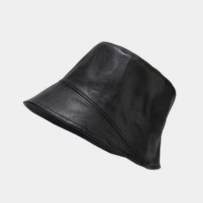 Men/Women Bucket Leather Hat Pu Bucket Sun Cap Hat Casual Hat Club