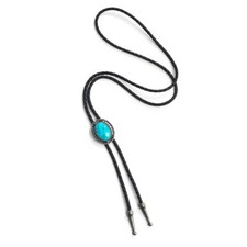 Turquoise Western Bolo Tie   Vintage Cowboy Rodeo Necklace for Men  Women