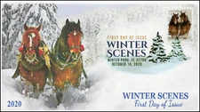 20-244, 2020, Winter Scenes, FDC, Digital Color Postmark, Horses
