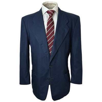 Vintage Emporio Armani Blazer Jacke 40 S Reine Baumwolle Navy Blau Italienisch Aufgesetzte Tasche