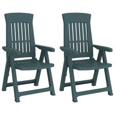 Garden Chairs Plastic Folding Reclining Chair Adjustable Outdoor Seater 2 pcs