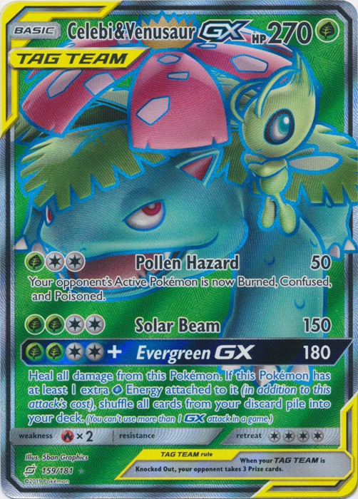1x Celebi & Venusaur GX - 159/181 - Full Art Ultra Rare Lightly Played Pokemon S