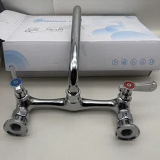 Commercial Kitchen Faucet Wall Mount with Swivel Spout, 8" Center Sink *READ...