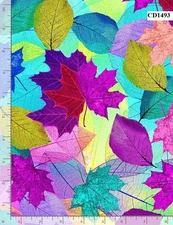 Wild Nature Bright Packed Leaves cotton Quilt fabric BTY TT Fabric 1493