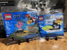 New LEGO City Polybag Set Lot 30364 Popcorn Cart 30015 Jet Ski 30370 Diver 30588
