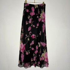 Vtg Y2k 90s Dark Floral Maxi Skirt Fairy Grunge Whimsigoth Sz 6