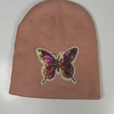 BELLE DU JOUR Beanie Mädchen S Pink Pailletten Schmetterling Strick
