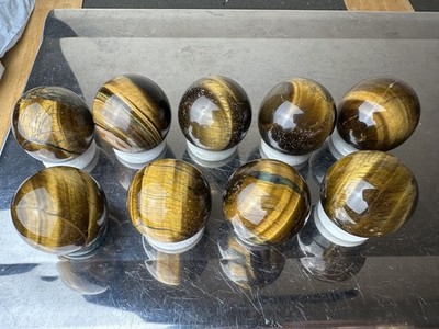 9 x Gold Tigerauge Kristallkugeln Kugel Großhandel Restposten N2