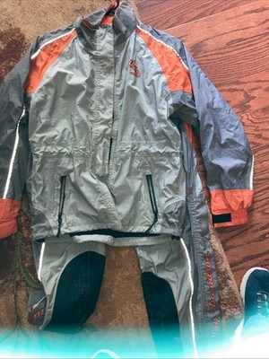 Womens harley Davidson rain suit 2 piece X S gray orange hi-vis reflective