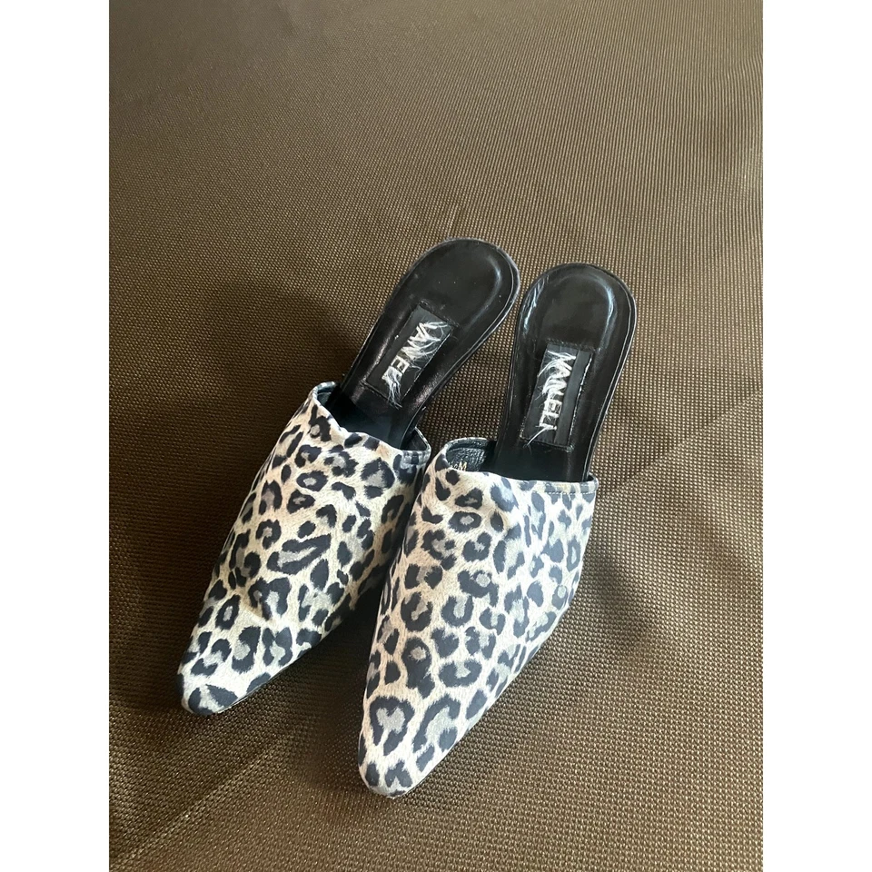 Zapatos VANELI Estampado Leopardo Gatito Tacón Mules Estampado Animal MOB ESPOSA Talla 6.5 Foto 3 de 4