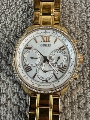 Guess Gold-Tone Watch with Rose Dial and Crystal Bezel Amazon.com: GUESS Rose Gold-Tone and Crystal Multifunction  main image 4