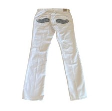 Armani Exchange Jeans Women's 8 Reg White Straight Back Pocket Wings USA Made