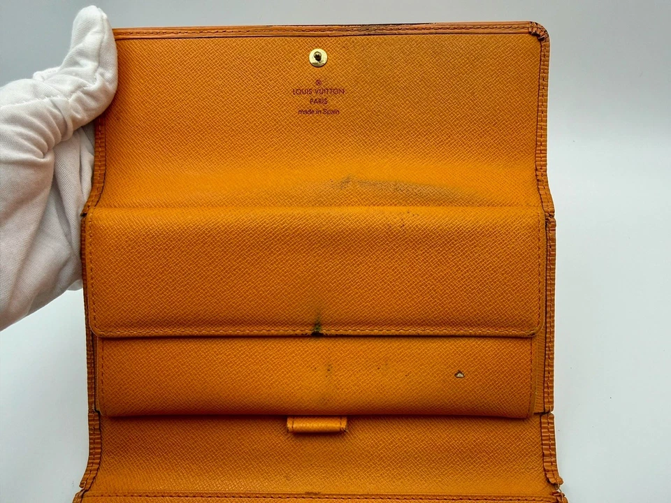 Подлинный международный бумажник LOUIS VUITTON Epi Porte Tresor с мандарином | M6350H | сертификат подлинности - Изображение 4 из 4