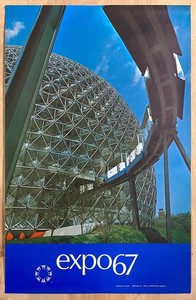 1967 EXPO67 EXPO 67 Montreal World Fair Poster USA Pavillion Buckminster Fuller