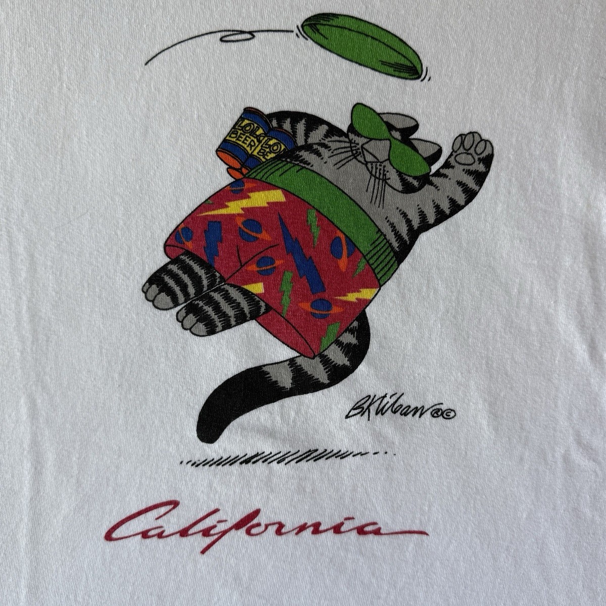 k*b様 Vintage シャツ　50s Vtg Crazy Shirts B Kliban Cat Frisbee Beer T-Shirt M USA Made 80s