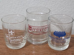 HOTEL DRINKING GLASSES:  BEST WESTERN, BELLEVUE, MAYFLOWER